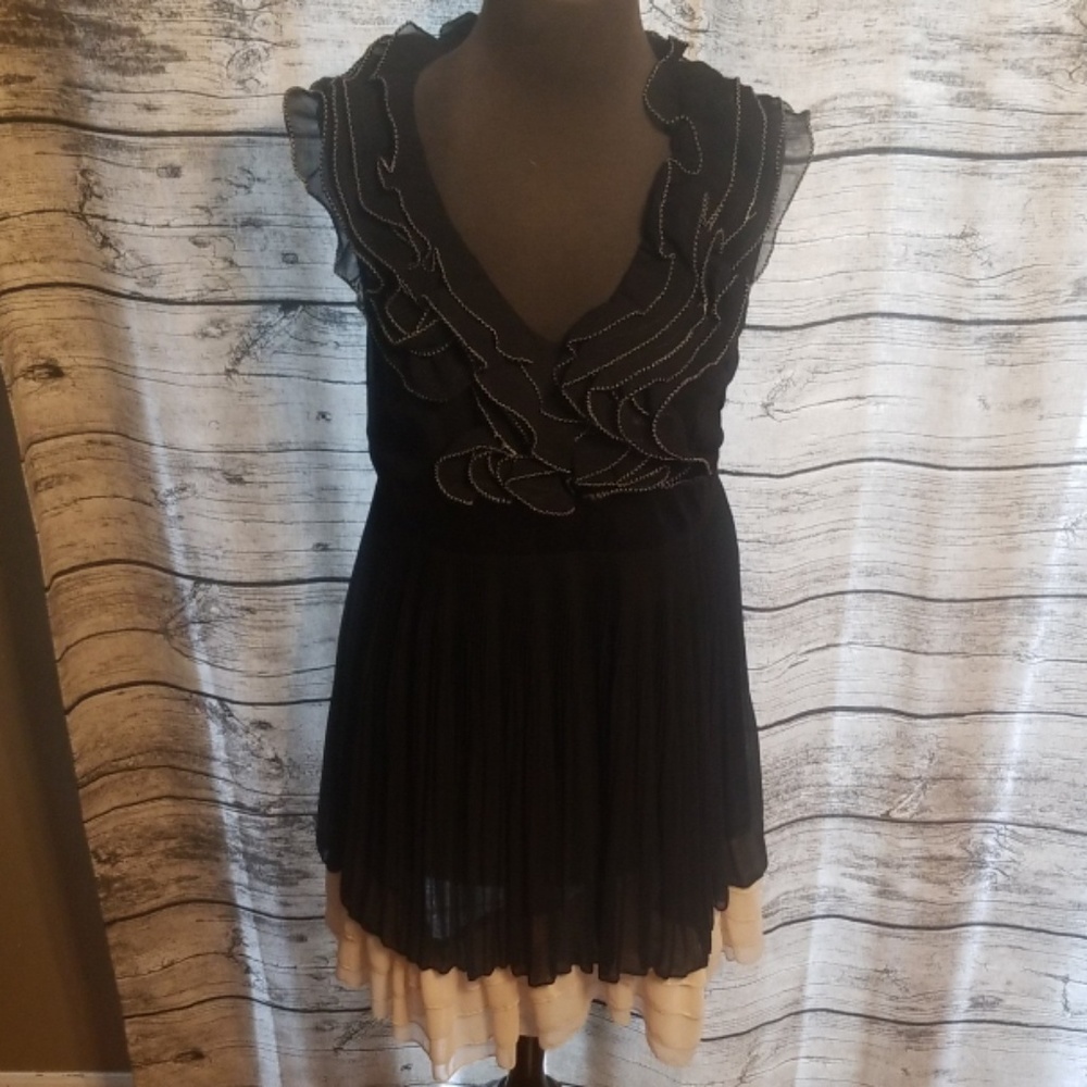 Anthropologie Black and Cream Midi Dress